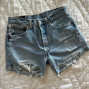 High Waisted Distressed Vintage Levi’s Shorts- button closures